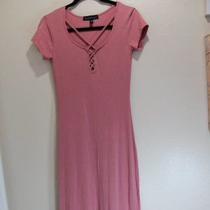 Derek Heart Pink Maxi Long Dress with criss cross neckline size S
